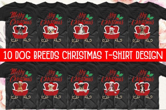 10 Dog Breeds Merry Christmas T-Shirt Designs for Blog Graphics