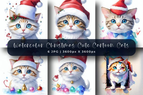 3D Cute Cat Christmas Backgrounds for Modern Publishing