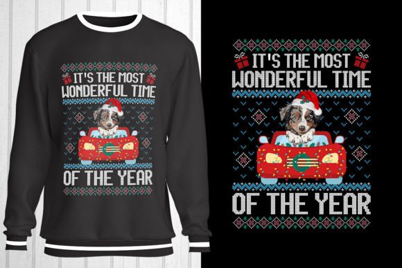 Aussie Dog Christmas Ugly Sweater Design for T-Shirt Designs
