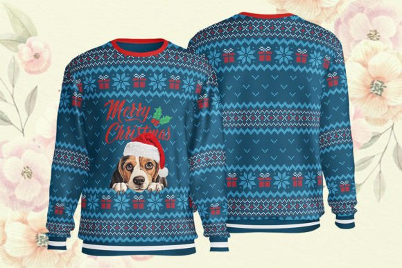 Beagle Dog AOP Christmas Ugly Sweater for T-Shirt Designs