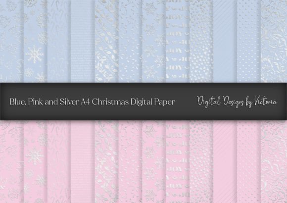 Blue, Pink and Silver Christmas A4 Paper: Patterns for Holiday Creations