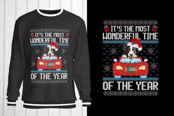 Border Collie Dog Christmas Ugly Sweater for T-Shirt Designs