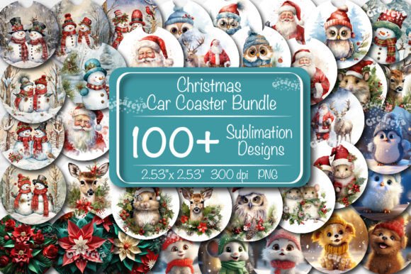 Car Coaster Christmas Sublimation Bundle for Crafts & Branding