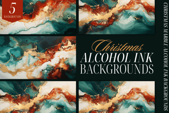 Christmas Alcohol Ink Marble Resin PNG for Backgrounds