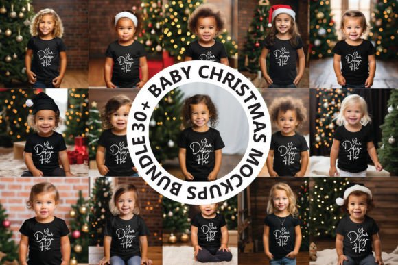 Christmas Black Baby Mockups Bundle for Branding & Baby Amp