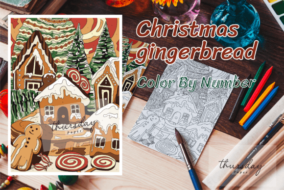 Christmas Gingerbread Color by Number for Coloring Pages Amp