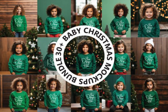 Christmas Green Baby Mockups Bundle for Baby Amp Creators