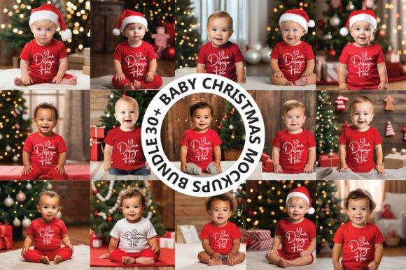 Christmas Red Baby Mockups Bundle for Baby Amp Branding