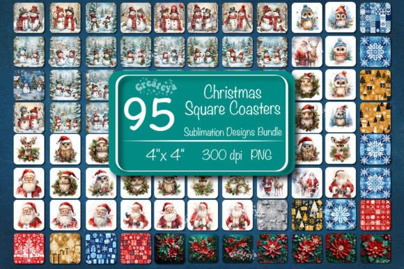 Christmas Square Coaster Png Big Bundle for Crafts & Design