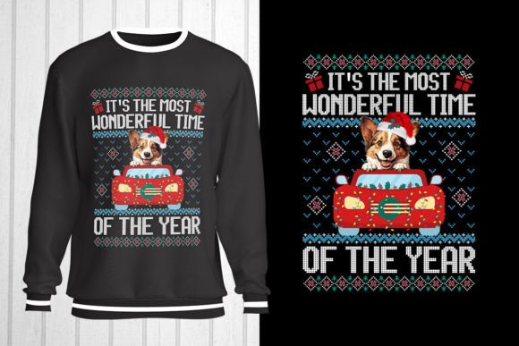 Corgi Dog Christmas Ugly Sweater for T-Shirt Designs