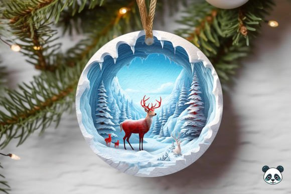 Cute Reindeer 3D Christmas Ornament for Crafts and Digital Sales