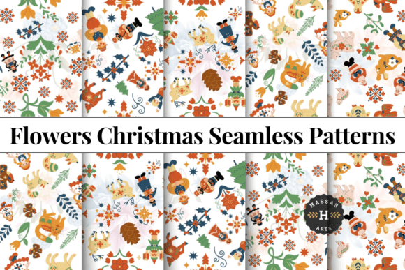 Flowers Christmas Seamless Patterns Freebies for Local Brands