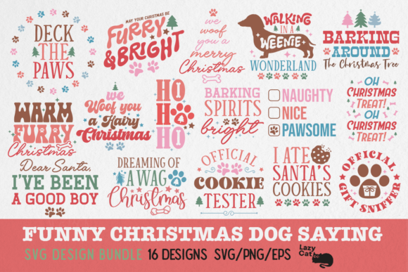Funny Christmas Dog Saying SVG Bundle for Crafts