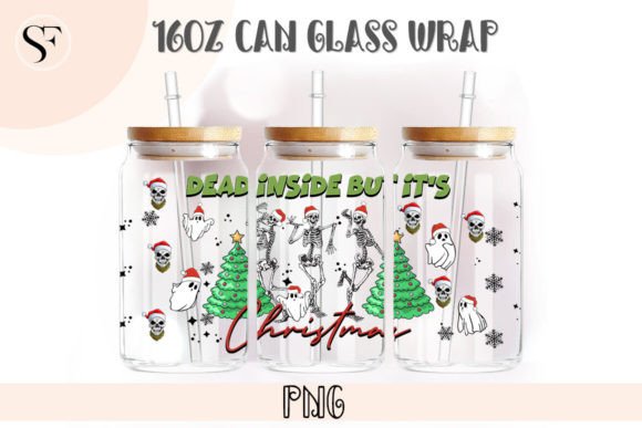 Funny Sketelon Christmas 16oz Libbey PNG for Crafts