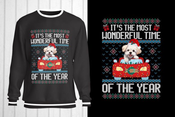 Maltese Dog Christmas Ugly Sweater for T-Shirt Designs