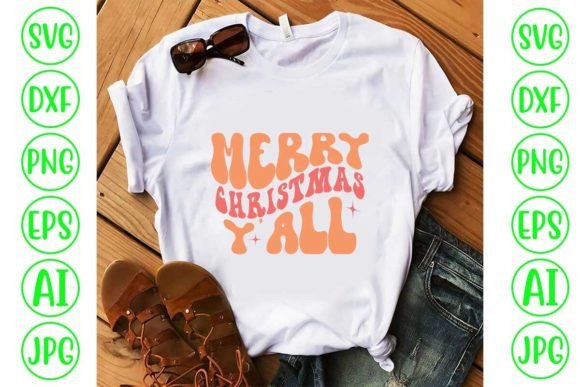 Merry Christmas Y all Retro Svg Design for T-Shirt Designs