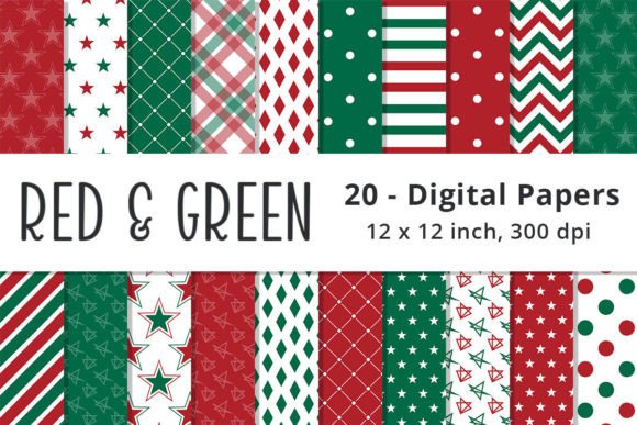 Red and Green Christmas Star Backgrounds for Holiday Patterns