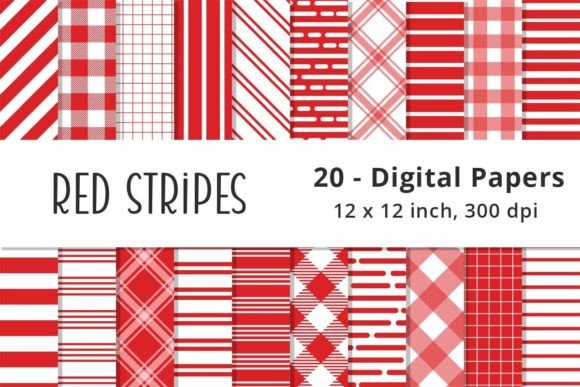 Red Stripes Background Digital Papers for Patterns & Crafts