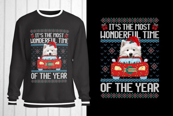 Samoyed Dog Christmas Ugly Sweater for T-Shirt Designs