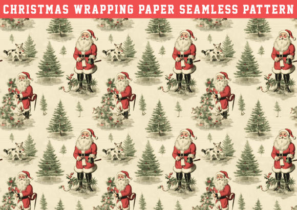 Santa Claus Wrapping Seamless Pattern for Festive Branding