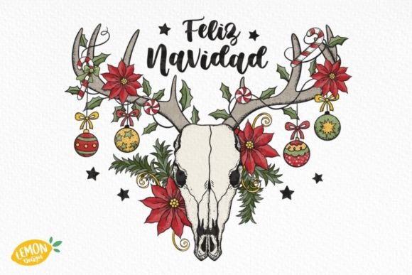 Skeleton Christmas Deer Skull PNG for Crafts and Commercial Design
