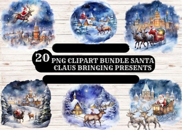 Watercolor Christmas Santa Clipart Pack for Crafts & Branding