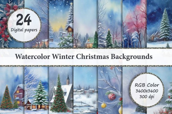Watercolor Winter Christmas Backgrounds Review