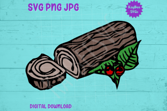 Yule Log Christmas SVG PNG JPG Cut Files for Crafts